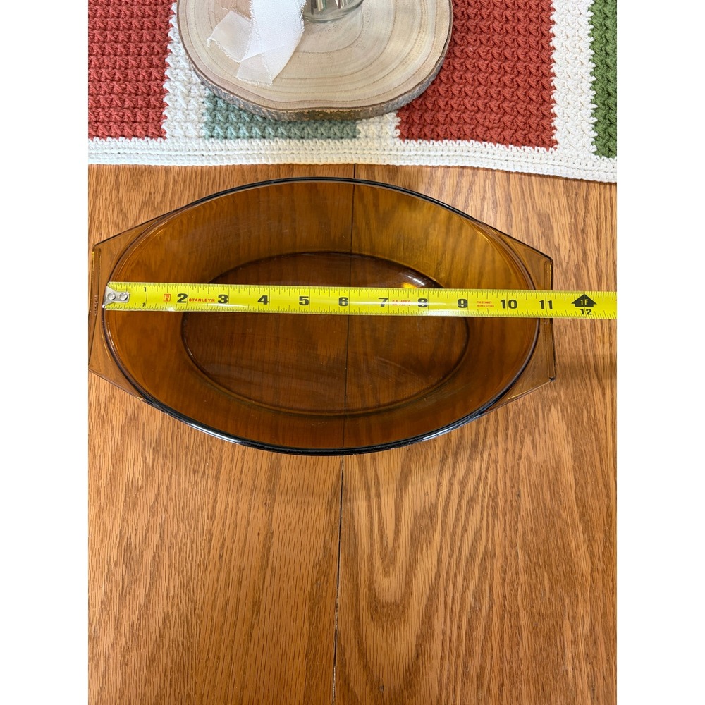 Arcopal Arcoroc France Amber Ovl Glass Baking Dish 12" Vintage Ovensafe Bakeware - Picture 2 of 9